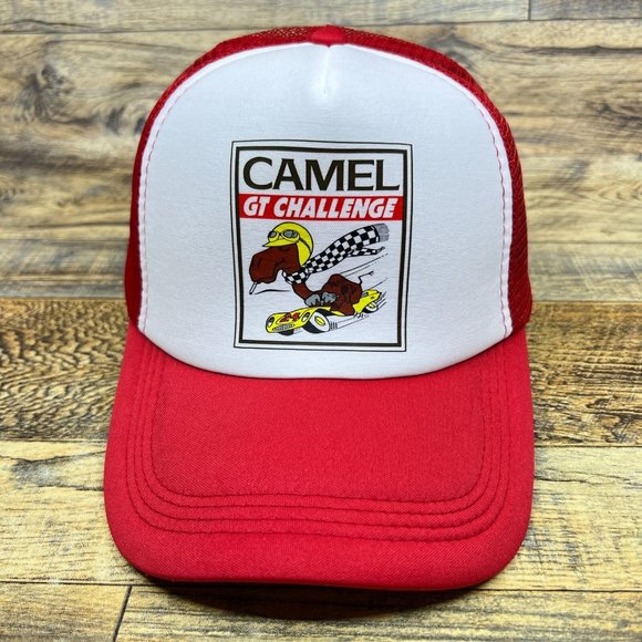 Camel GT Challenge Mens Trucker Hat Red Snapback Motorsport Racing Baseball Cap - Picture 2 of 8